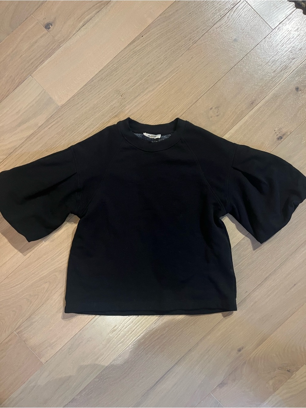Madewell Black Flutter-Sleeve Sweatshirt